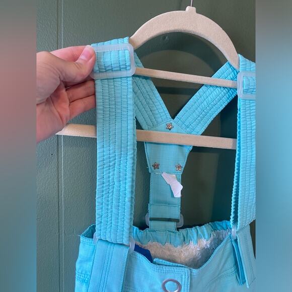 Toddler Snow Pants Overall Bib Size 2T Aqua Blue Silver Star Embellished Winter - Picture 5 of 12